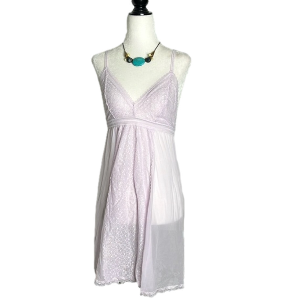 La Vie En Rose  Lilac semi sheer slip negligee
